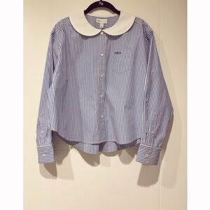 Sandy Liang Blue and White Striped Button Down Shirt